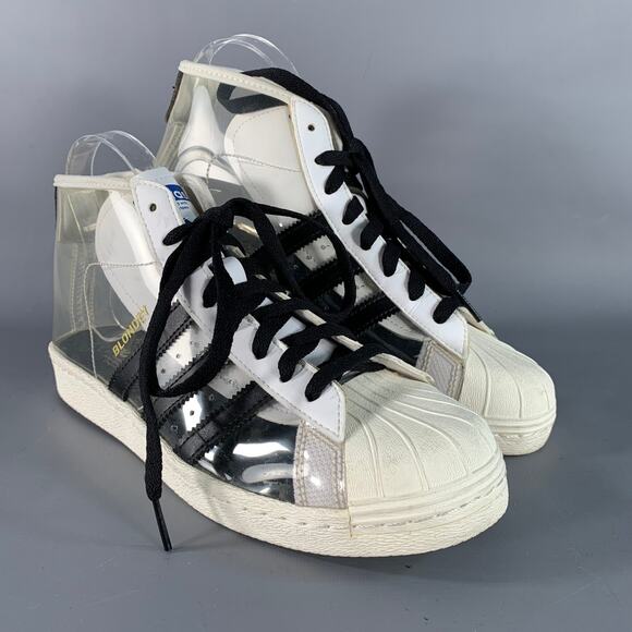 ADIDAS Size 9 White Black See-Through Acetate Ankle Sneakers - Picture 1 of 8